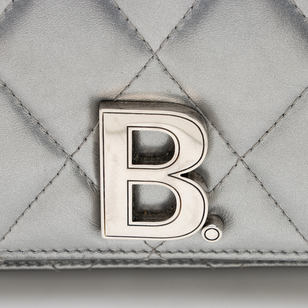 Luxury Balenciaga  Quilted Metallic Leather B Dot Shoulder Bag (SHF-16927)
