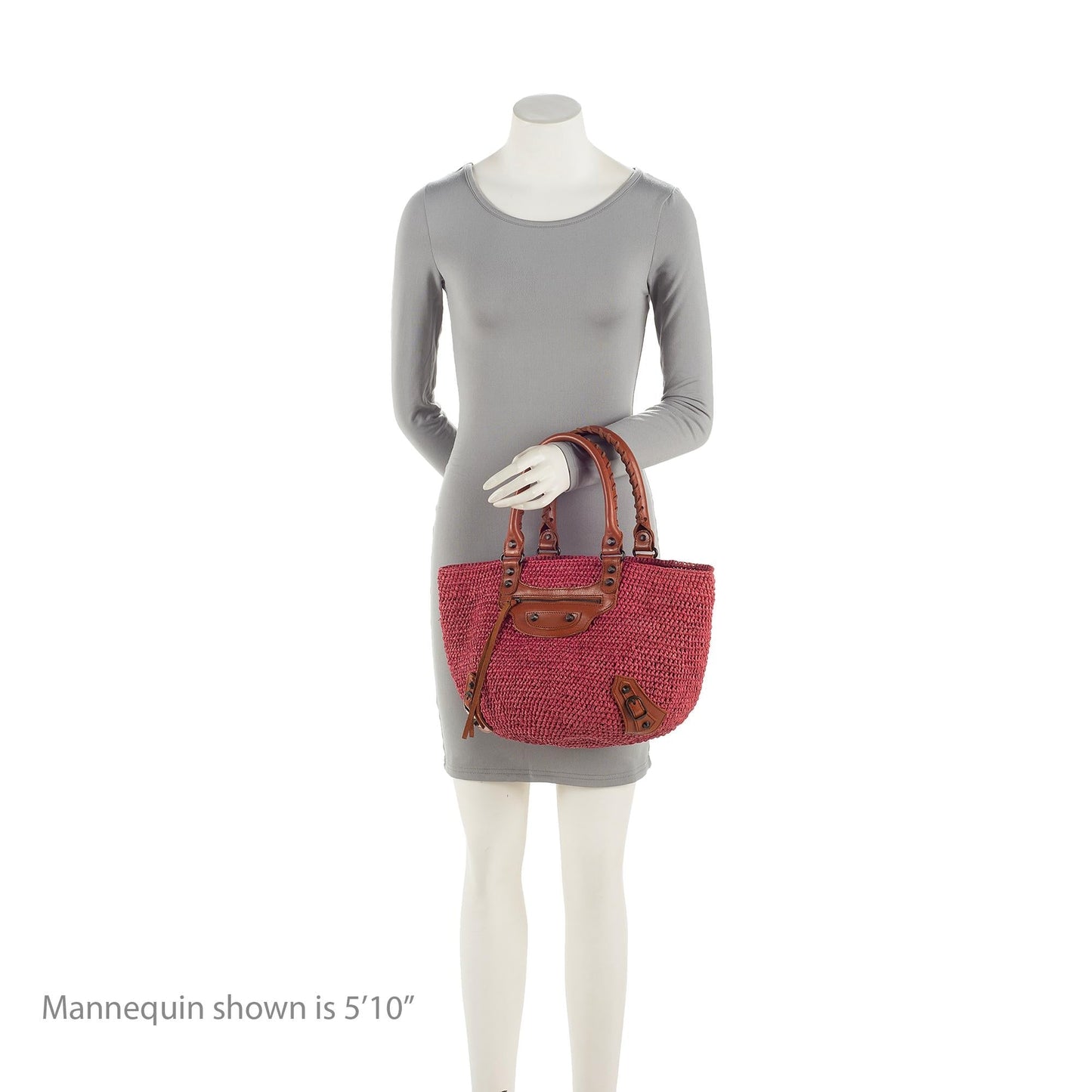 Luxury Balenciaga  Raffia Motocross Classic Panier Small Tote (SHF-23349)