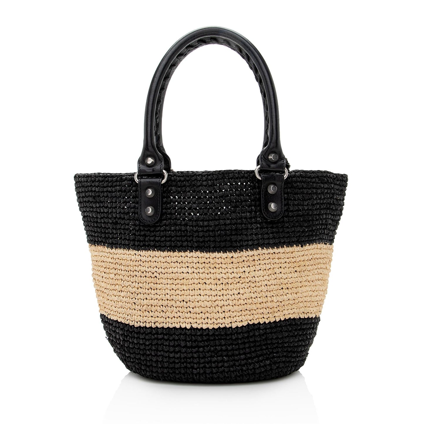 Luxury Balenciaga  Raffia Striped Panier XS Tote (SHF-22896)