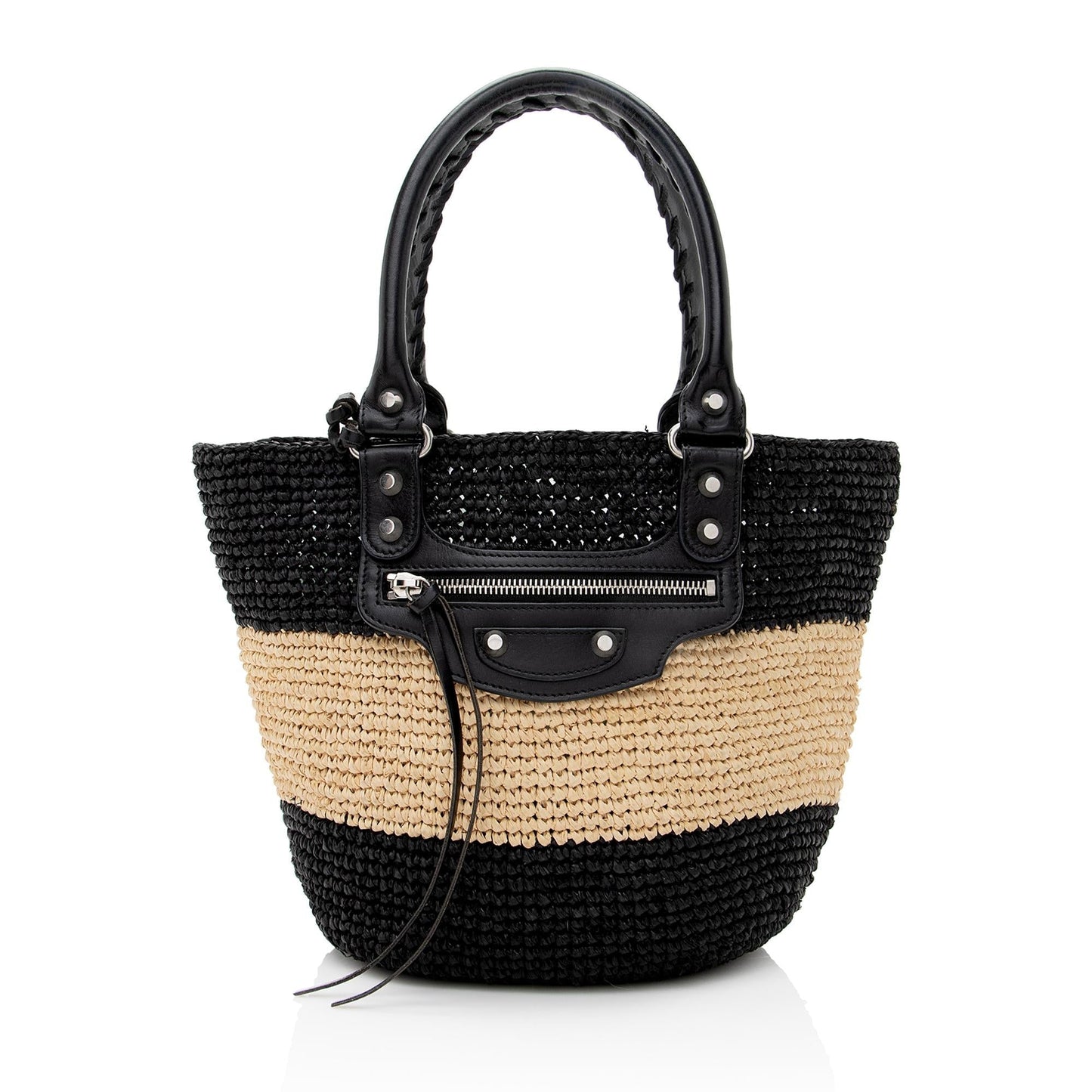 Luxury Balenciaga  Raffia Striped Panier XS Tote (SHF-22896)