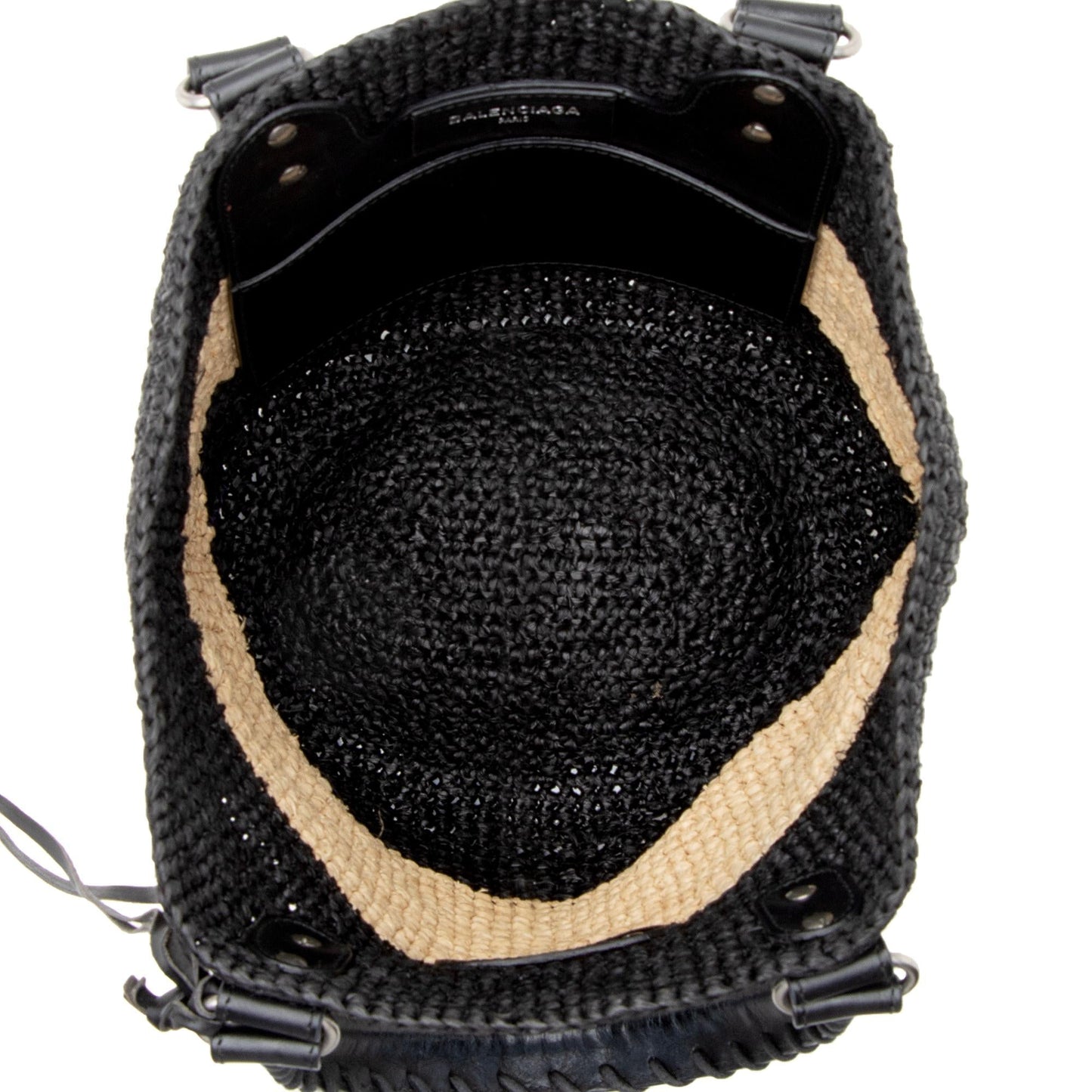 Luxury Balenciaga  Raffia Striped Panier XS Tote (SHF-22896)