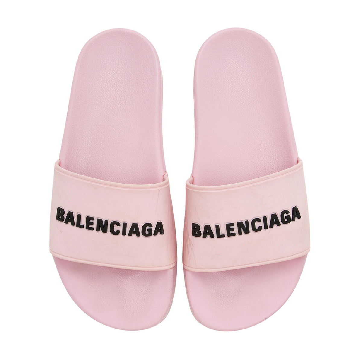 Luxury Balenciaga  Rubber Logo Slides - Size 7 / 37 (SHF-QYLkMZ)