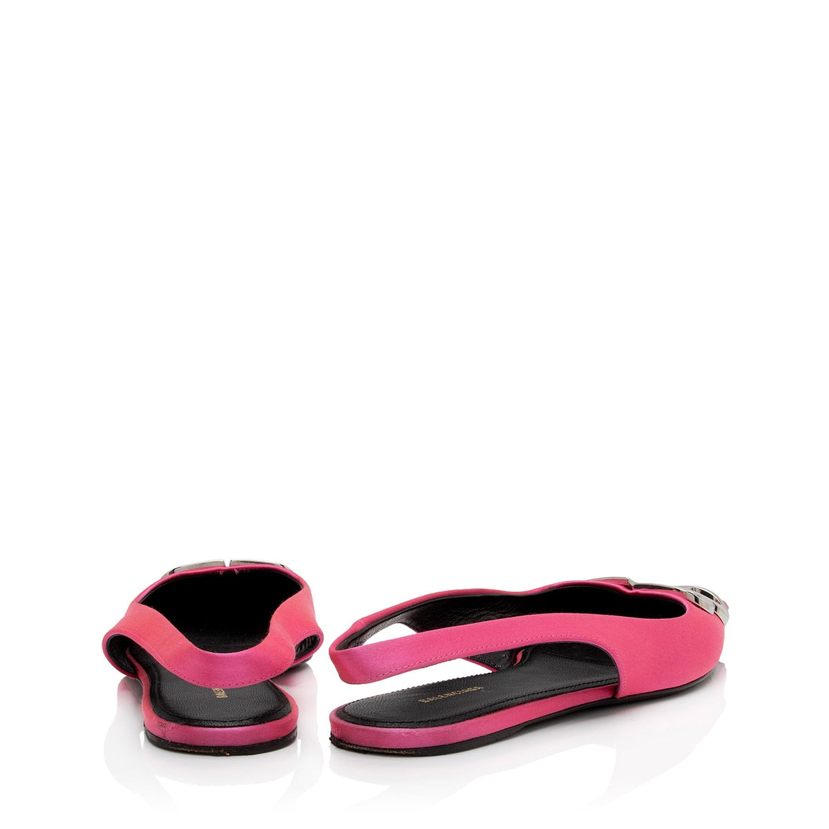 Luxury Balenciaga  Satin BB Knife Slingback Flats - Size 6 / 36 (SHF-pCDQ06)