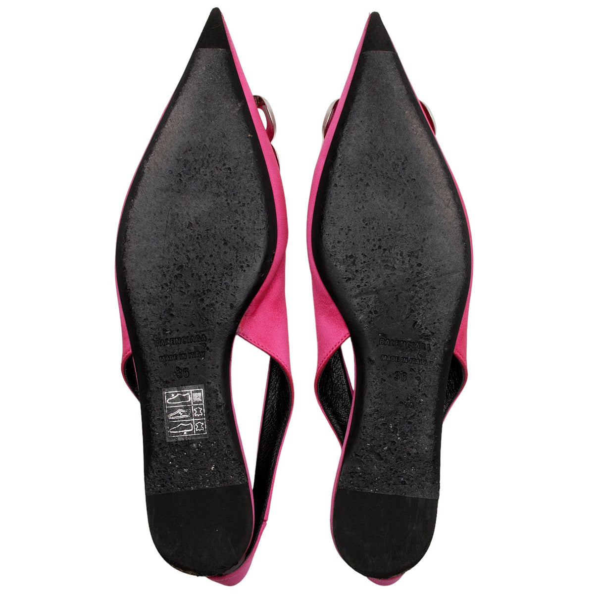 Luxury Balenciaga  Satin BB Knife Slingback Flats - Size 6 / 36 (SHF-pCDQ06)