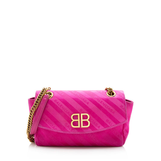 Luxury Balenciaga  Satin Jacquard BB S Round Shoulder Bag - FINAL SALE (SHF-17069)