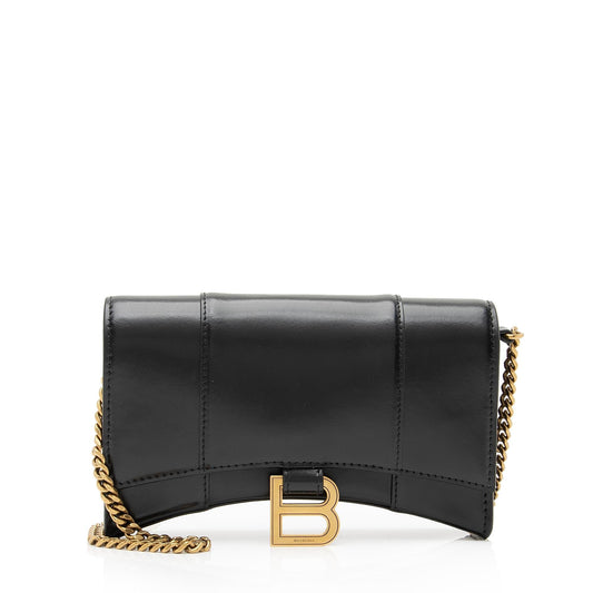 Luxury Balenciaga  Shiny Calfskin Hourglass Wallet on Chain Bag (SHF-23824)