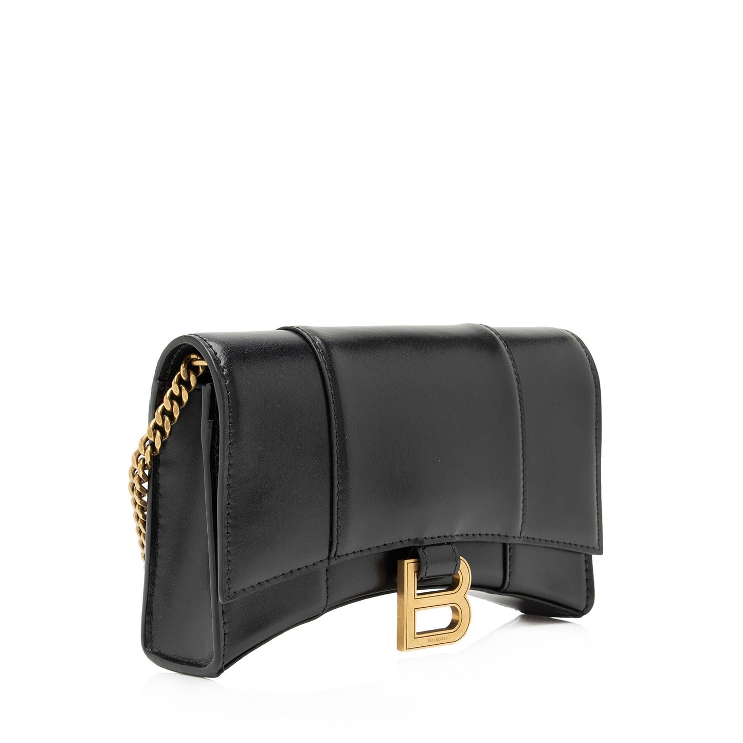 Luxury Balenciaga  Shiny Calfskin Hourglass Wallet on Chain Bag (SHF-23824)
