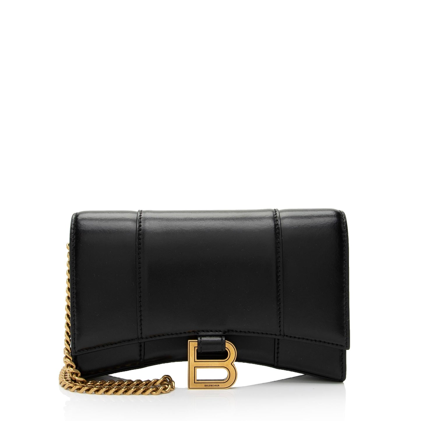 Luxury Balenciaga  Shiny Calfskin Hourglass Wallet on Chain Bag (SHF-RgTbFx)