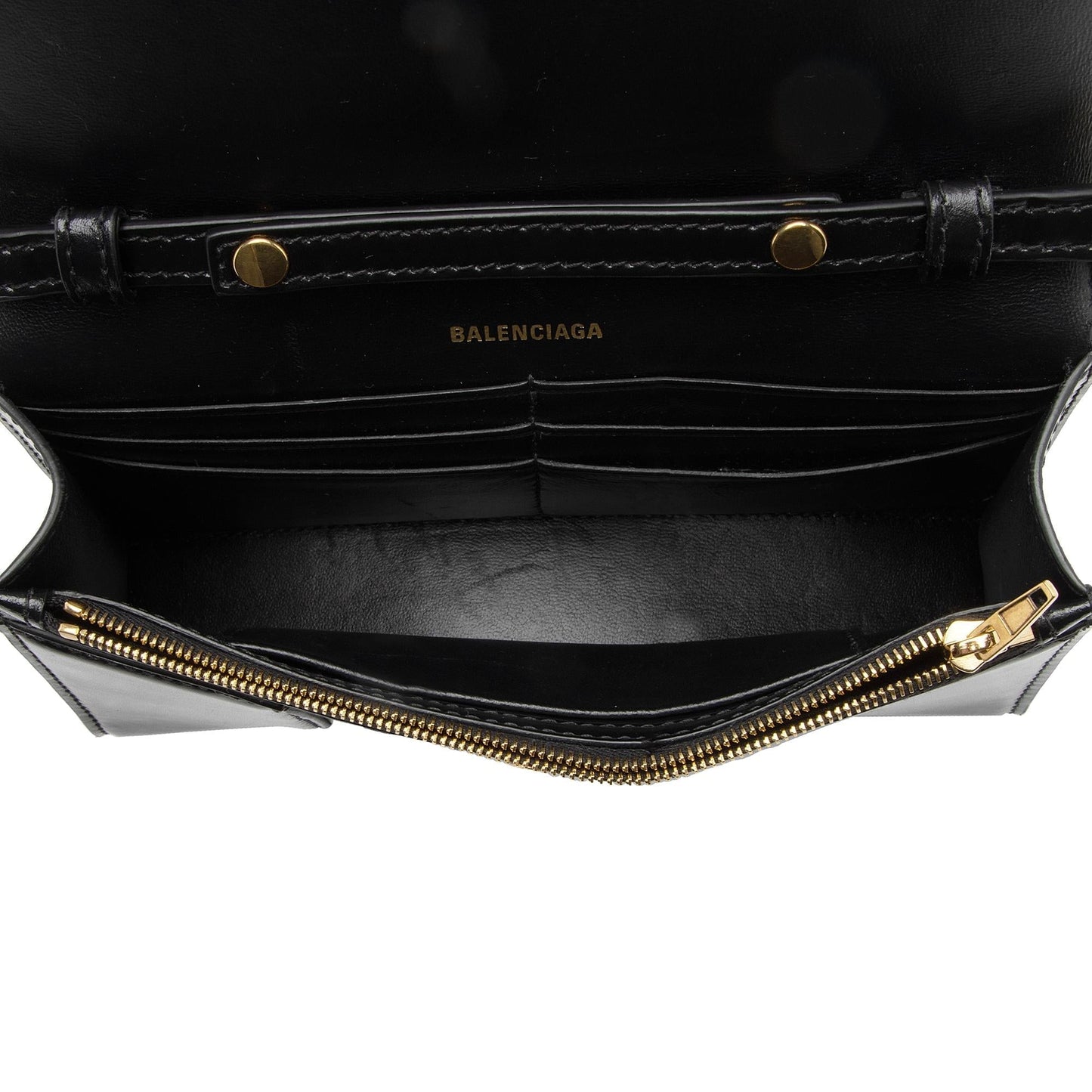 Luxury Balenciaga  Shiny Calfskin Hourglass Wallet on Chain Bag (SHF-RgTbFx)