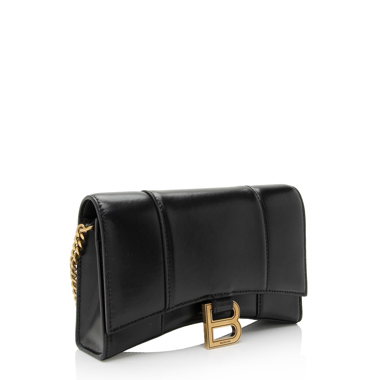 Luxury Balenciaga  Shiny Calfskin Hourglass Wallet on Chain Bag (SHF-RgTbFx)