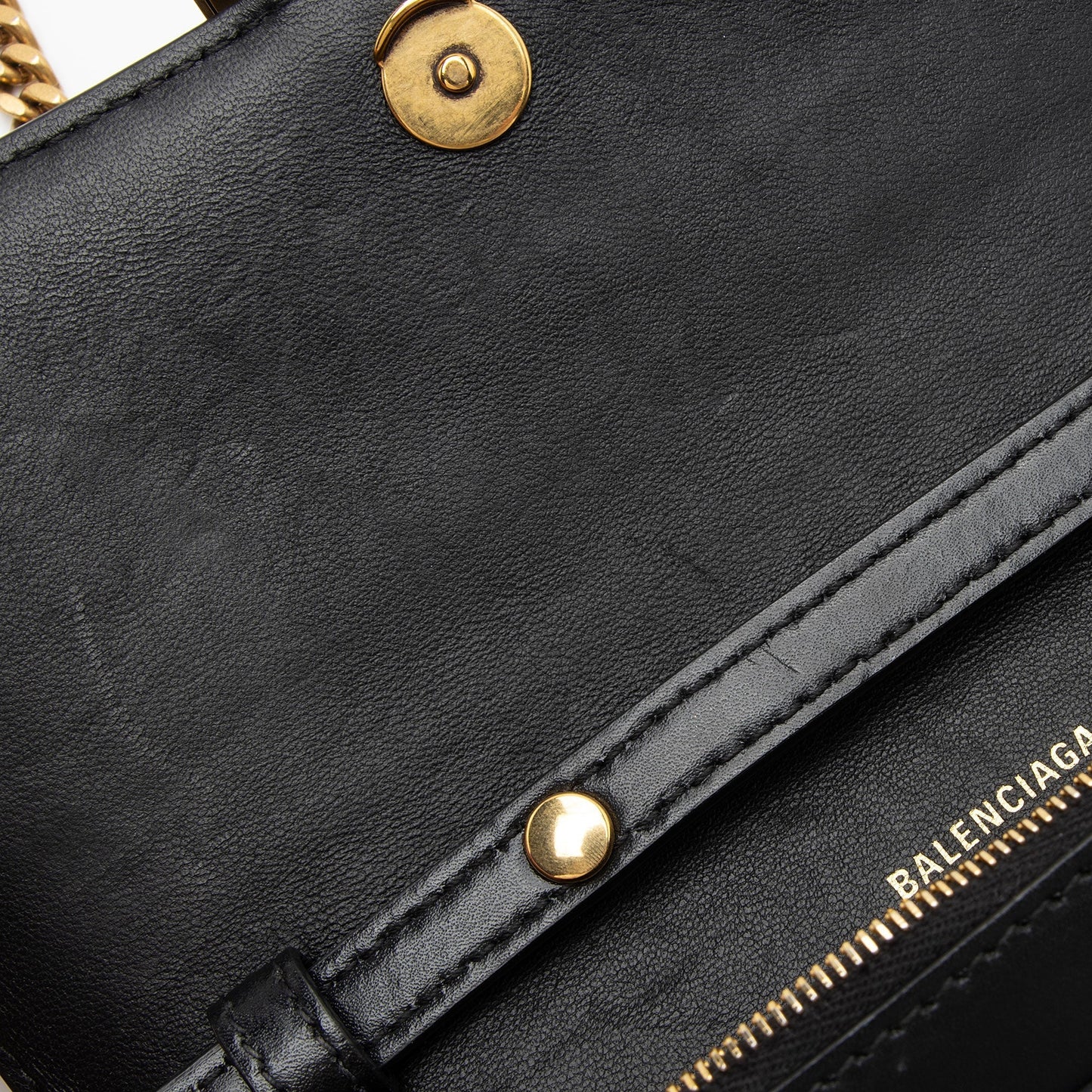 Luxury Balenciaga  Shiny Calfskin Hourglass Wallet on Chain Bag (SHF-PW1B0p)