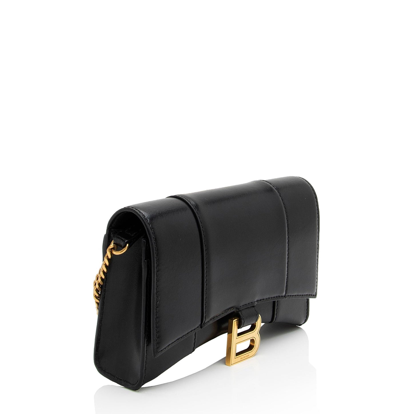 Luxury Balenciaga  Shiny Calfskin Hourglass Wallet on Chain Bag (SHF-PW1B0p)