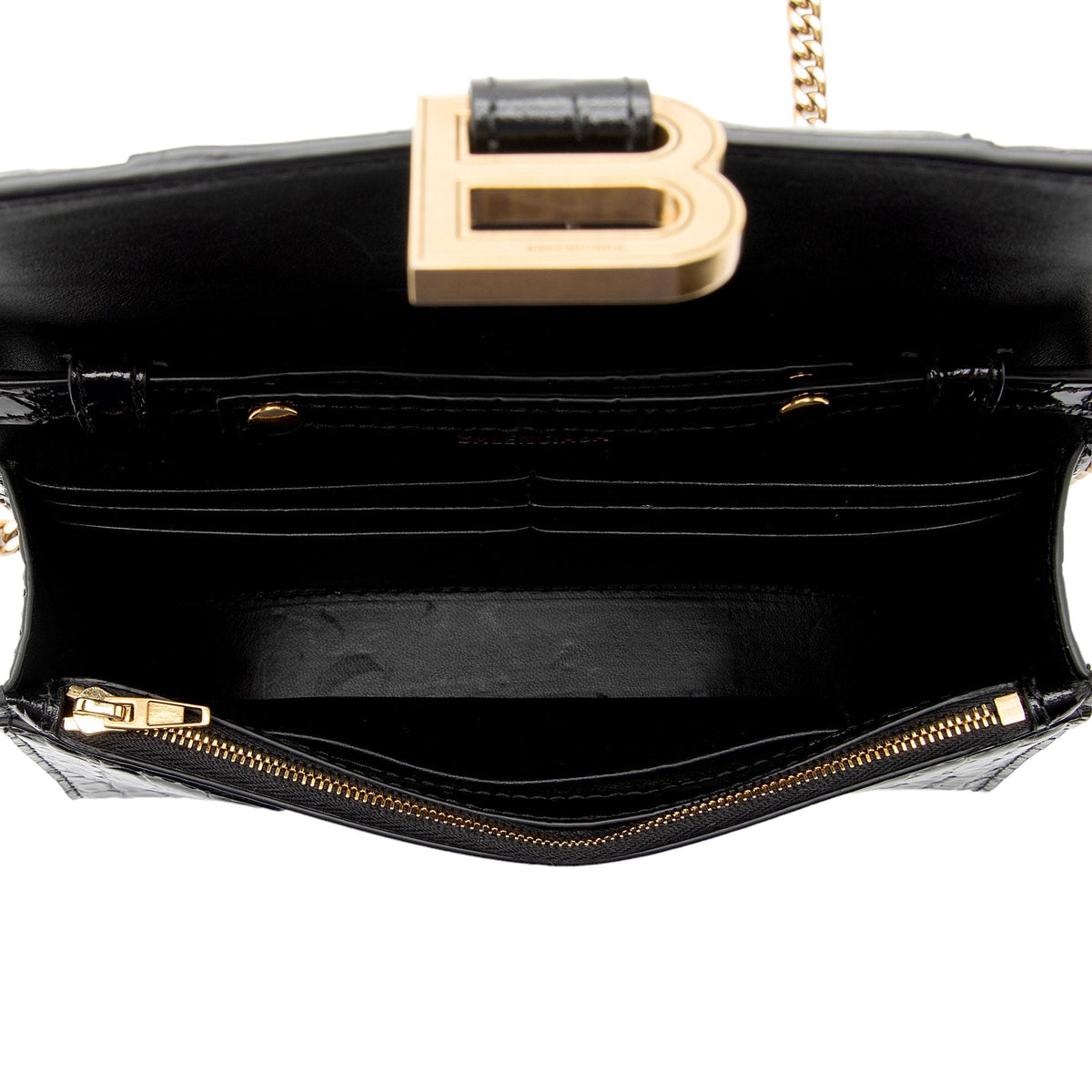Luxury Balenciaga  Shiny Croc Embossed Calfskin Hourglass Chain Bag (SHF-Le4cT4)