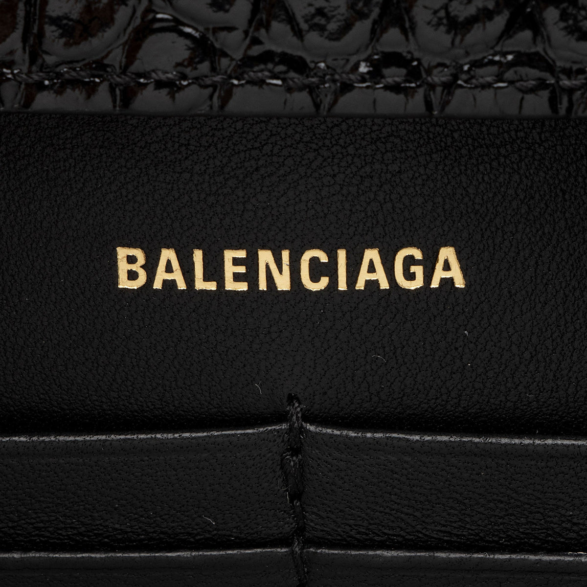 Luxury Balenciaga  Shiny Croc Embossed Calfskin Hourglass Chain Bag (SHF-Le4cT4)