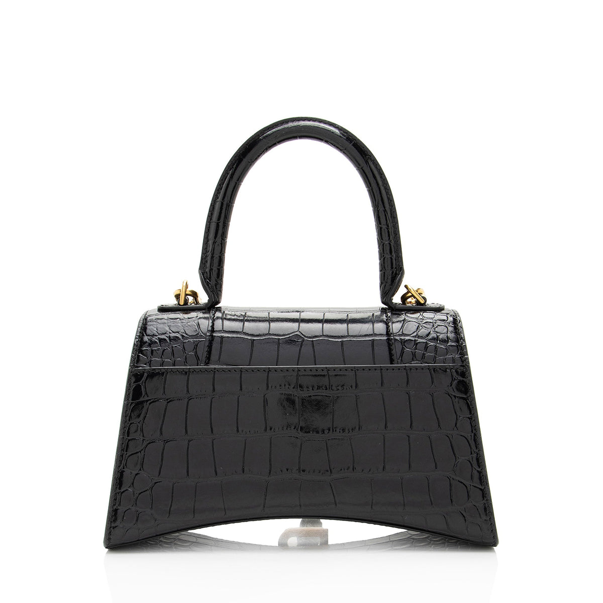 Luxury Balenciaga  Shiny Croc Embossed Calfskin Hourglass Small Top Handle (SHF-4EXjgI)