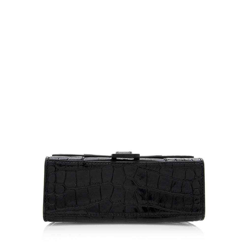 Luxury Balenciaga  Shiny Croc Embossed Calfskin Hourglass XS Satchel (SHF-20783)