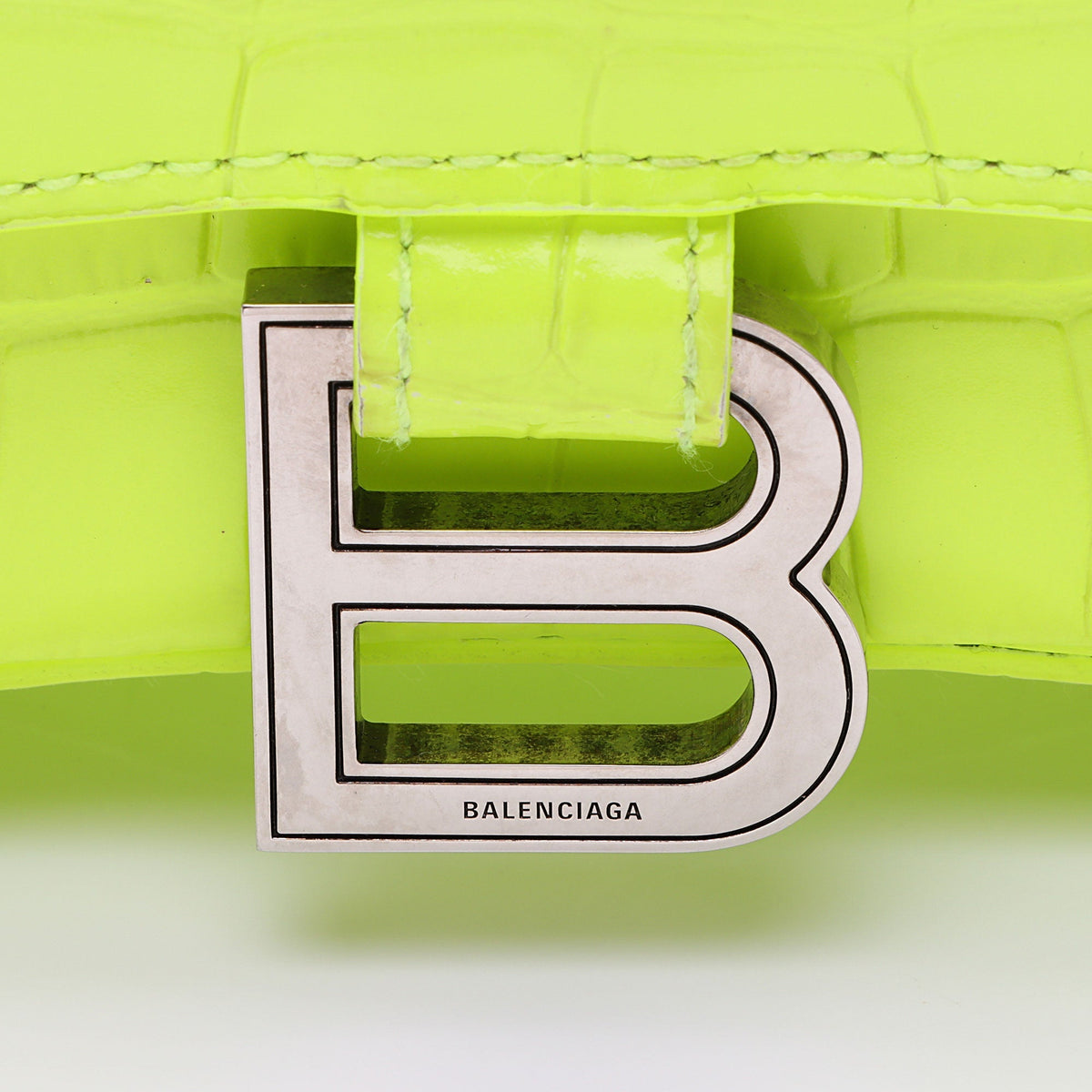 Luxury Balenciaga  Shiny Croc Embossed Calfskin Hourglass XS Top Handle (SHF-vSVXrb)