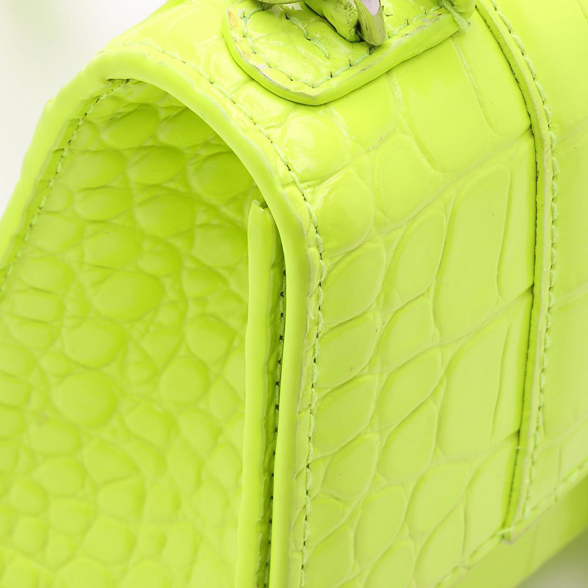 Luxury Balenciaga  Shiny Croc Embossed Calfskin Hourglass XS Top Handle (SHF-vSVXrb)