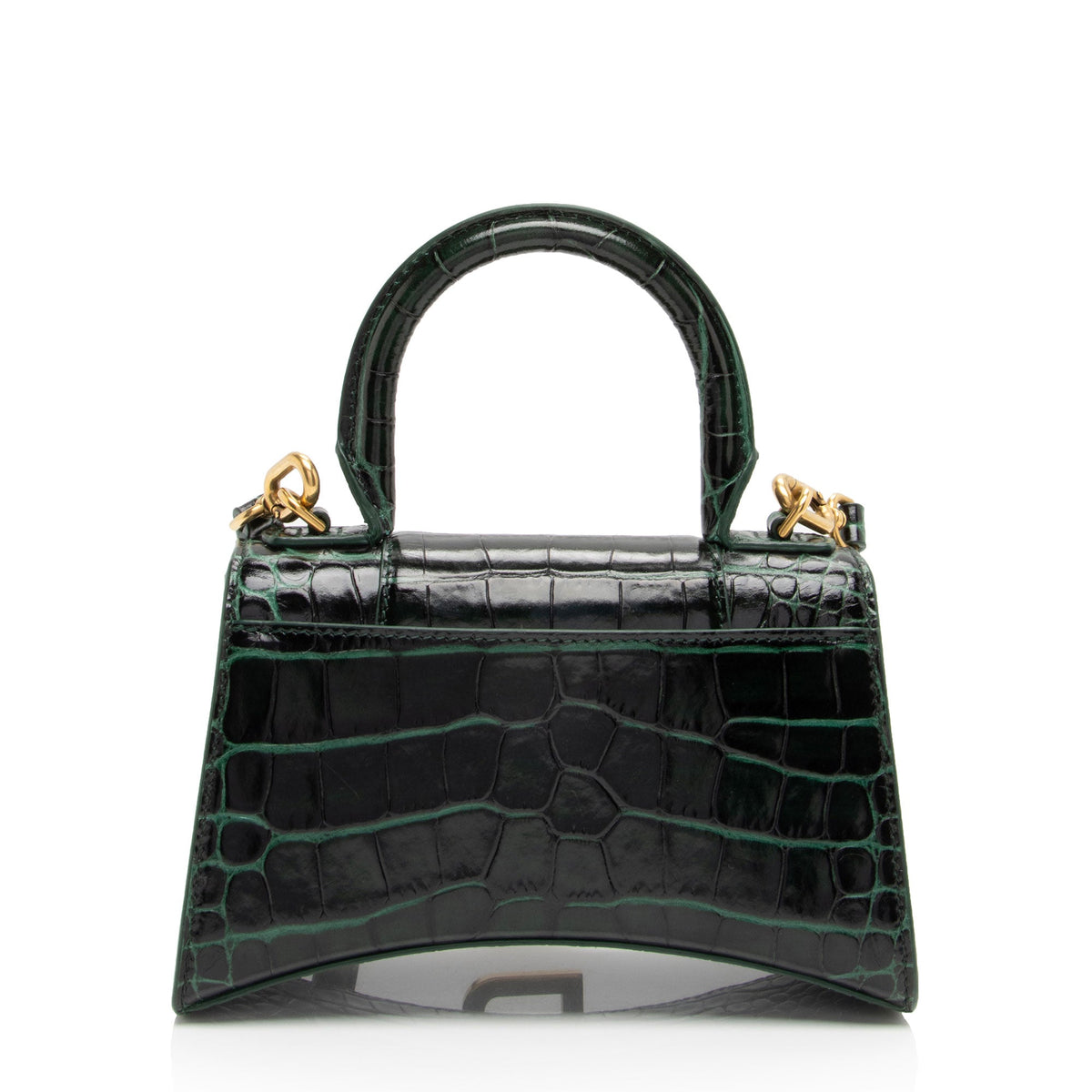 Luxury Balenciaga  Shiny Croc Embossed Calfskin Hourglass XS Satchel (SHF-7TCss3)
