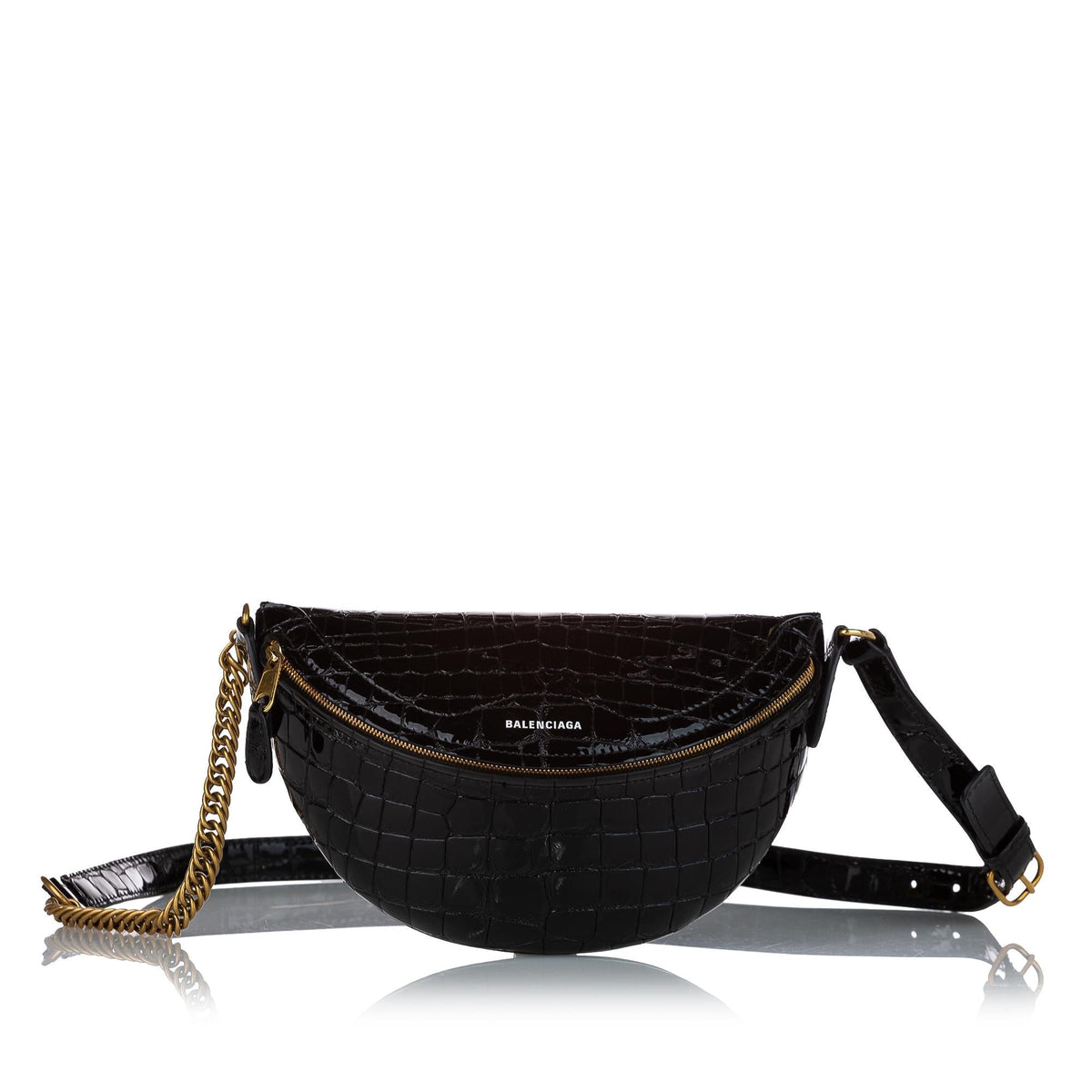 Luxury Balenciaga  Souvenir Embossed Patent Leather Belt Bag (SHG-27024)