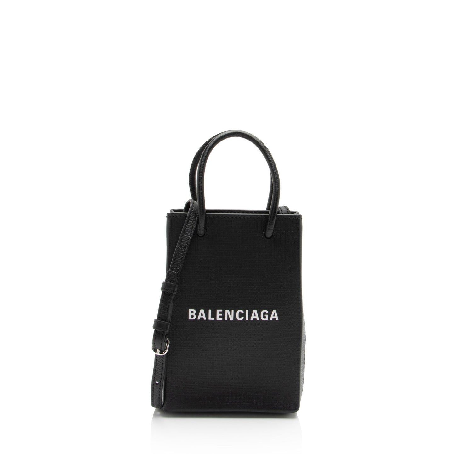 Luxury Balenciaga  Textured Calfskin Phone Holder Crossbody (SHF-vPnMbh)
