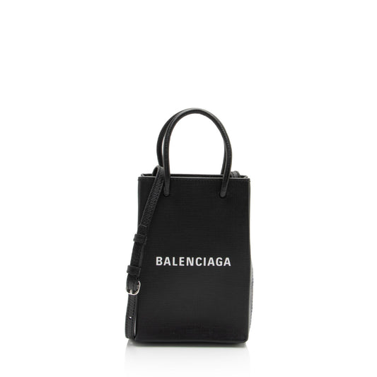 Luxury Balenciaga  Textured Calfskin Phone Holder Crossbody (SHF-vPnMbh)