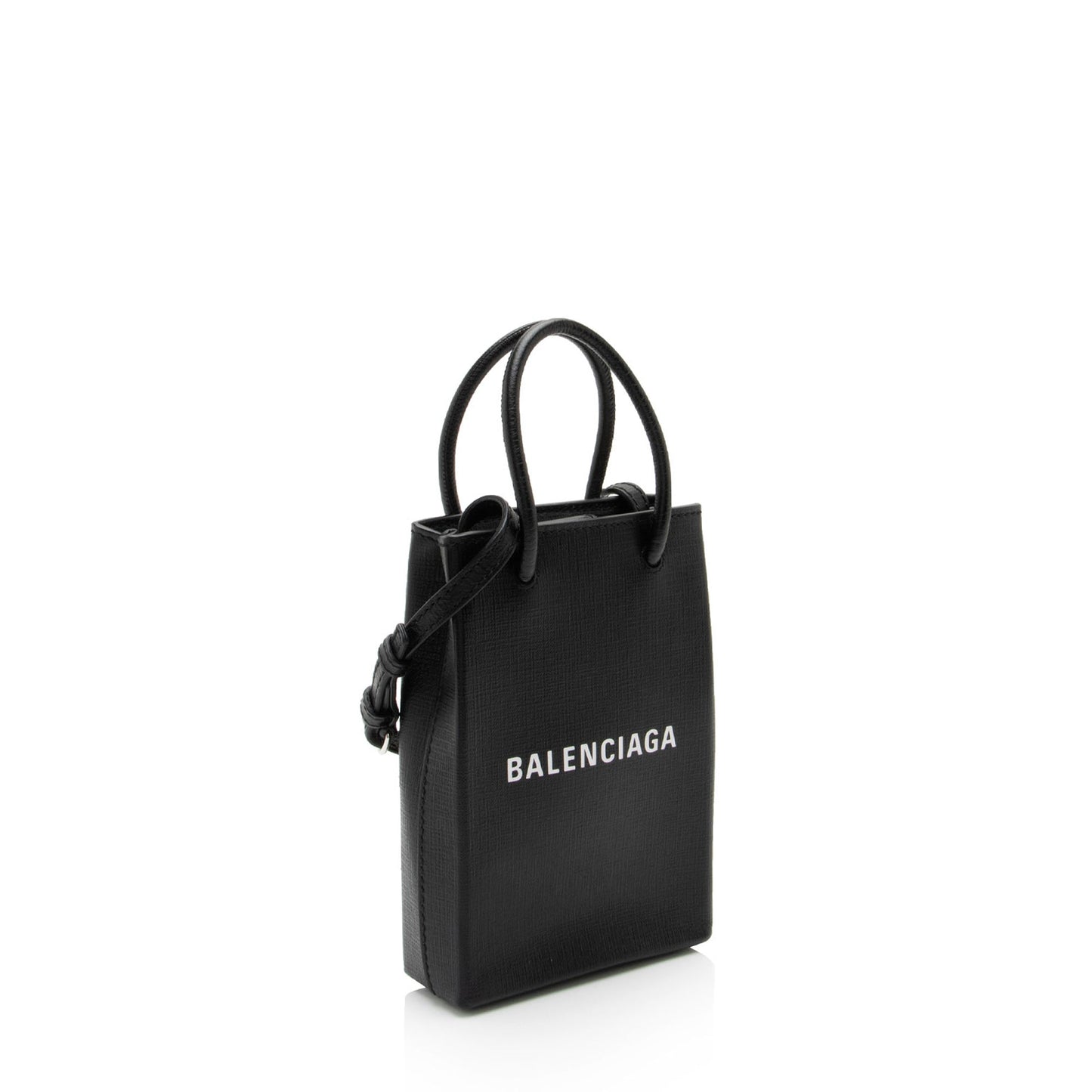 Luxury Balenciaga  Textured Calfskin Phone Holder Crossbody (SHF-vPnMbh)