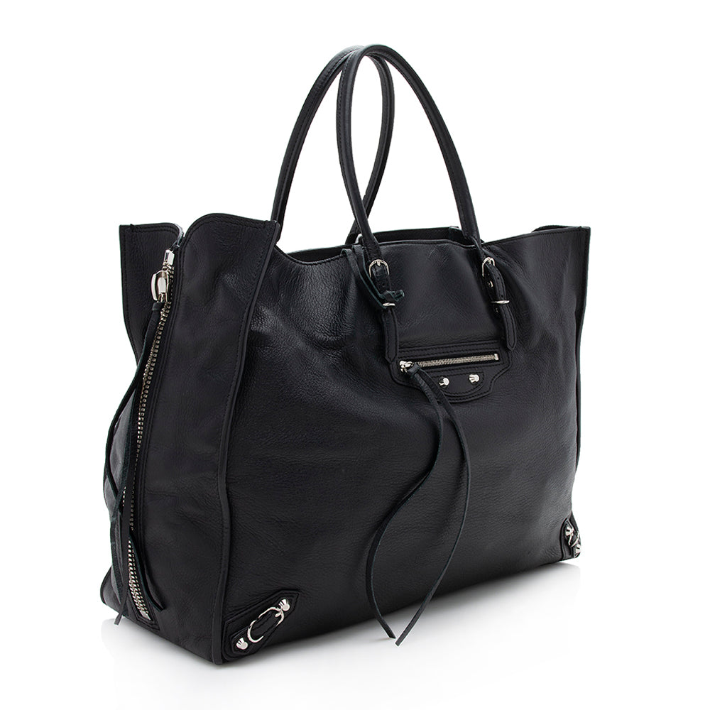 Luxury Balenciaga  Veau Leather Papier A4 Zip Around Tote (SHF-12250)