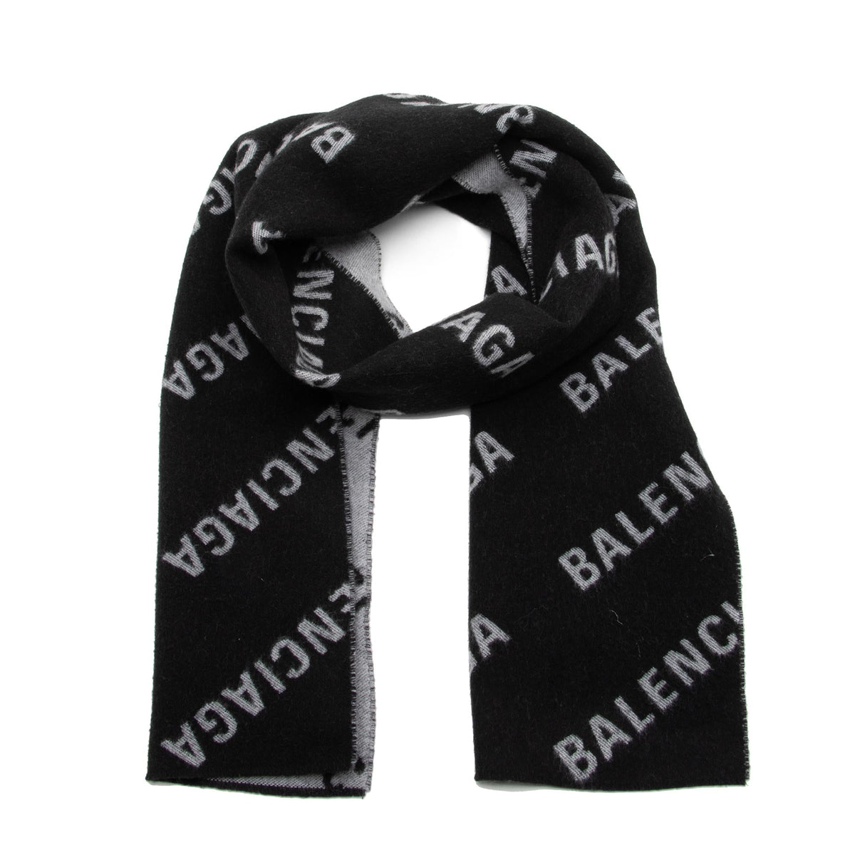 Luxury Balenciaga  Wool Allover Logo Scarf (SHF-23945)