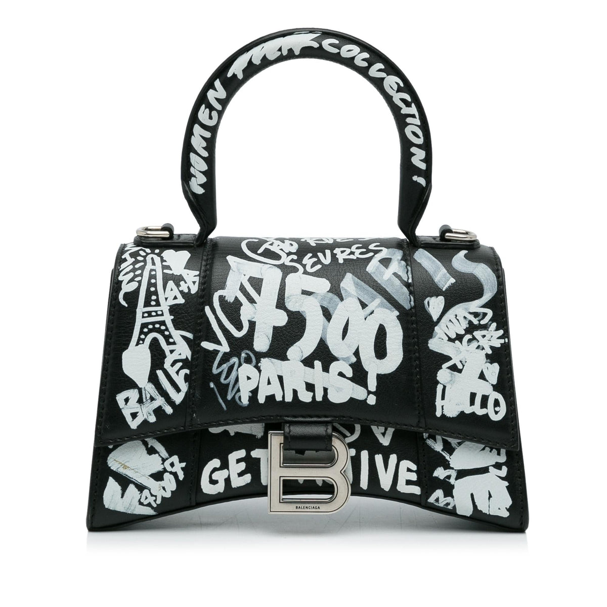 Luxury Balenciaga  XS Hourglass Graffiti Satchel (SHG-heztyI)