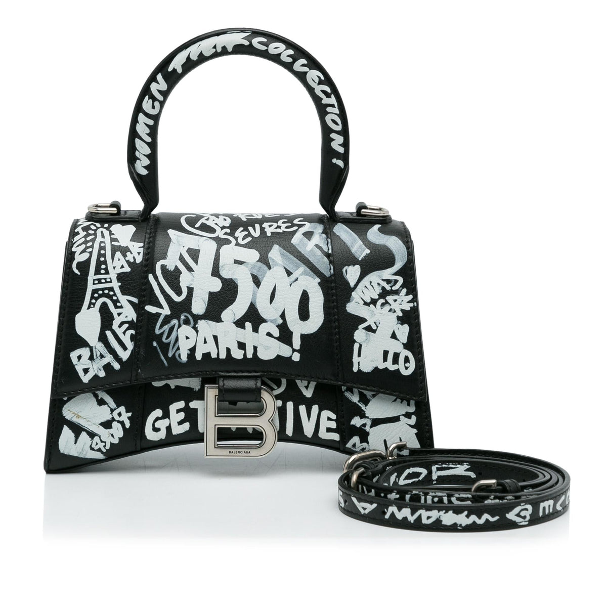 Luxury Balenciaga  XS Hourglass Graffiti Satchel (SHG-heztyI)