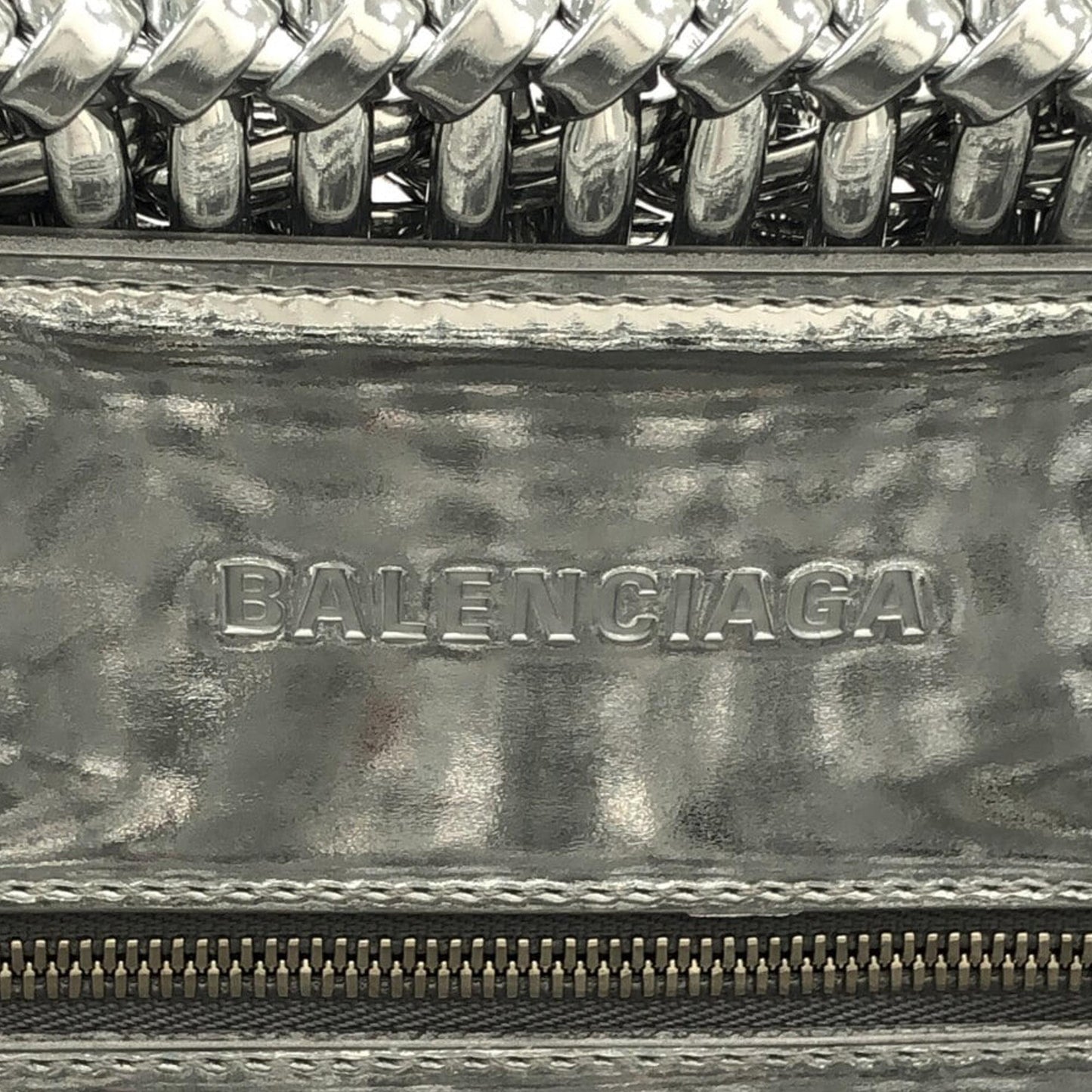 Luxury Balenciaga  XS Mettalic Woven Bistrot Panier Tote (SHG-iHAY00)