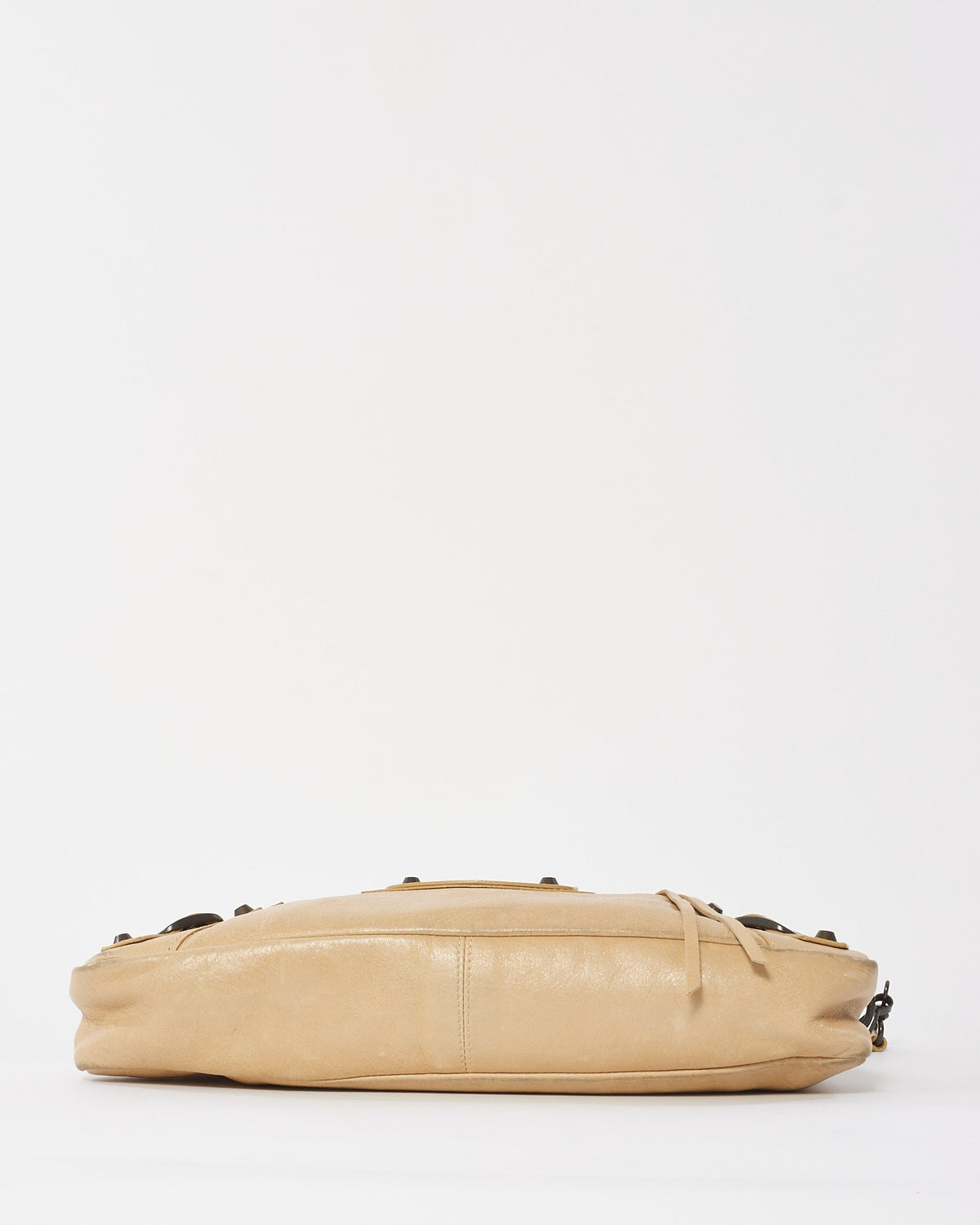 Balenciaga Beige Leather Gunmetal Stud Classic First 2Way Bag