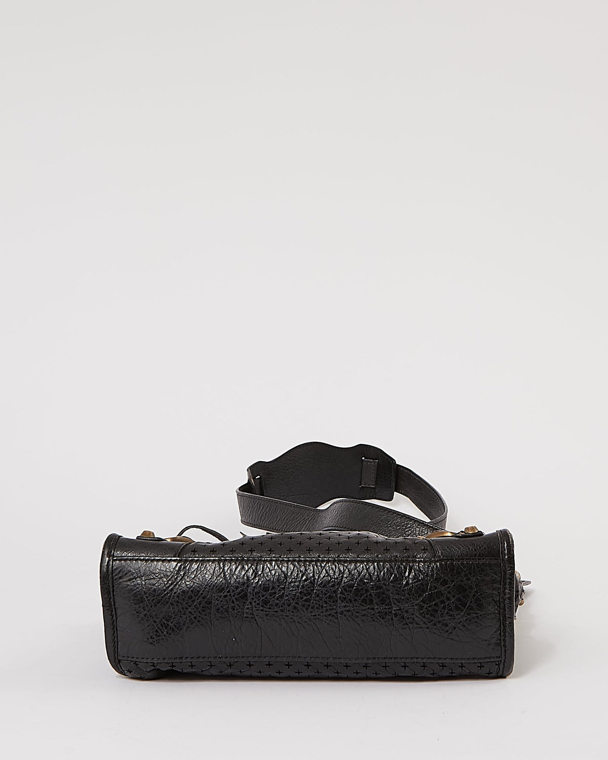 Balenciaga Black Perforated Leather Mini City Bag