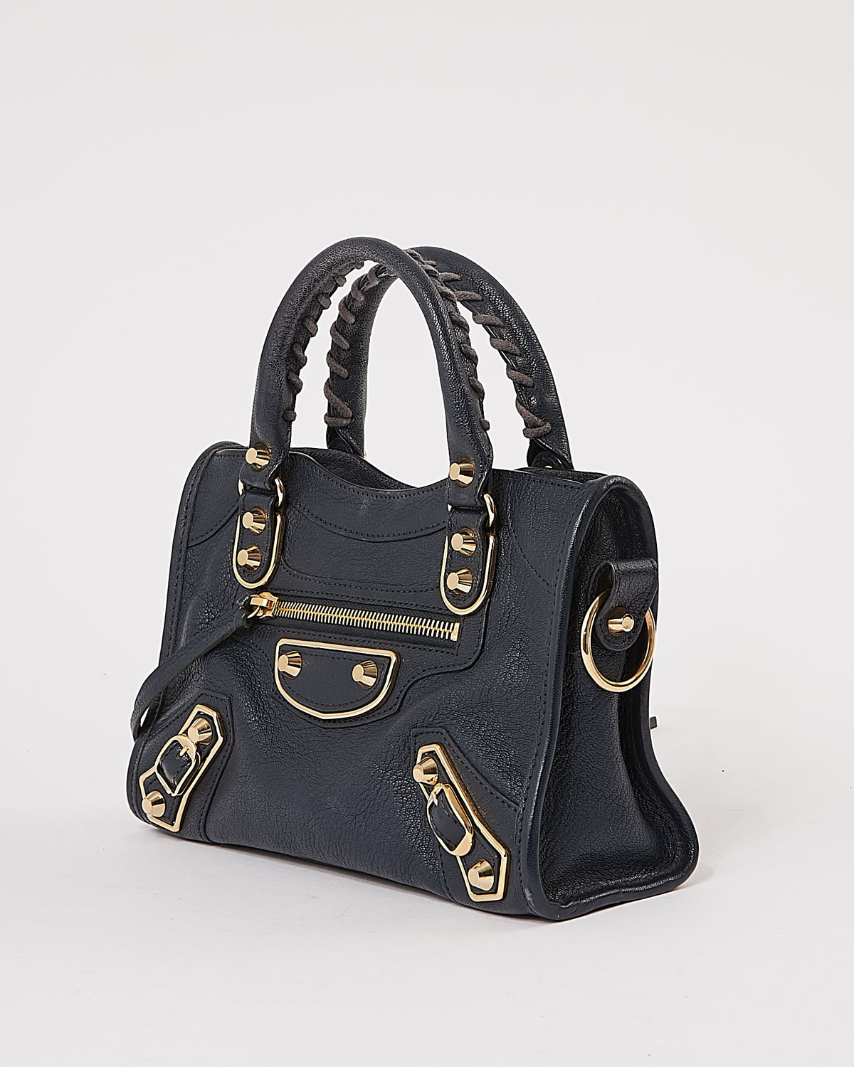 Balenciaga Navy Leather Metallic Edge Mini City Bag