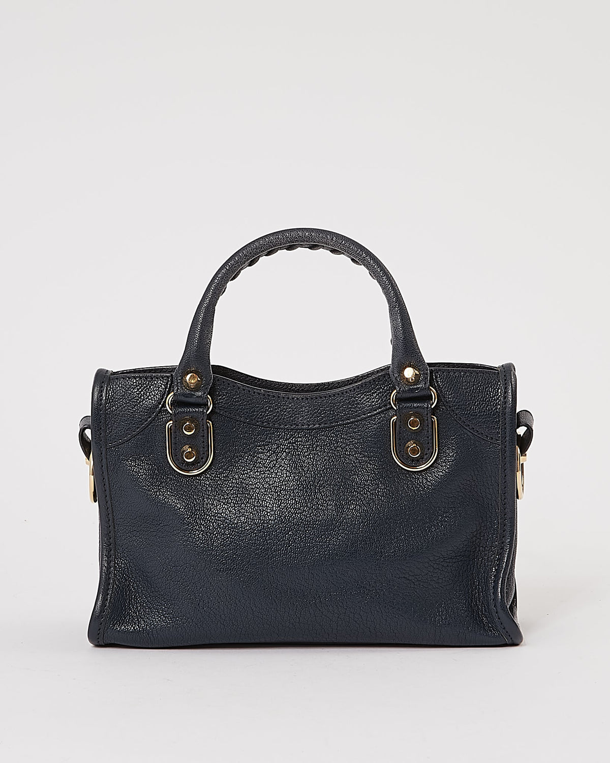 Balenciaga Navy Leather Metallic Edge Mini City Bag