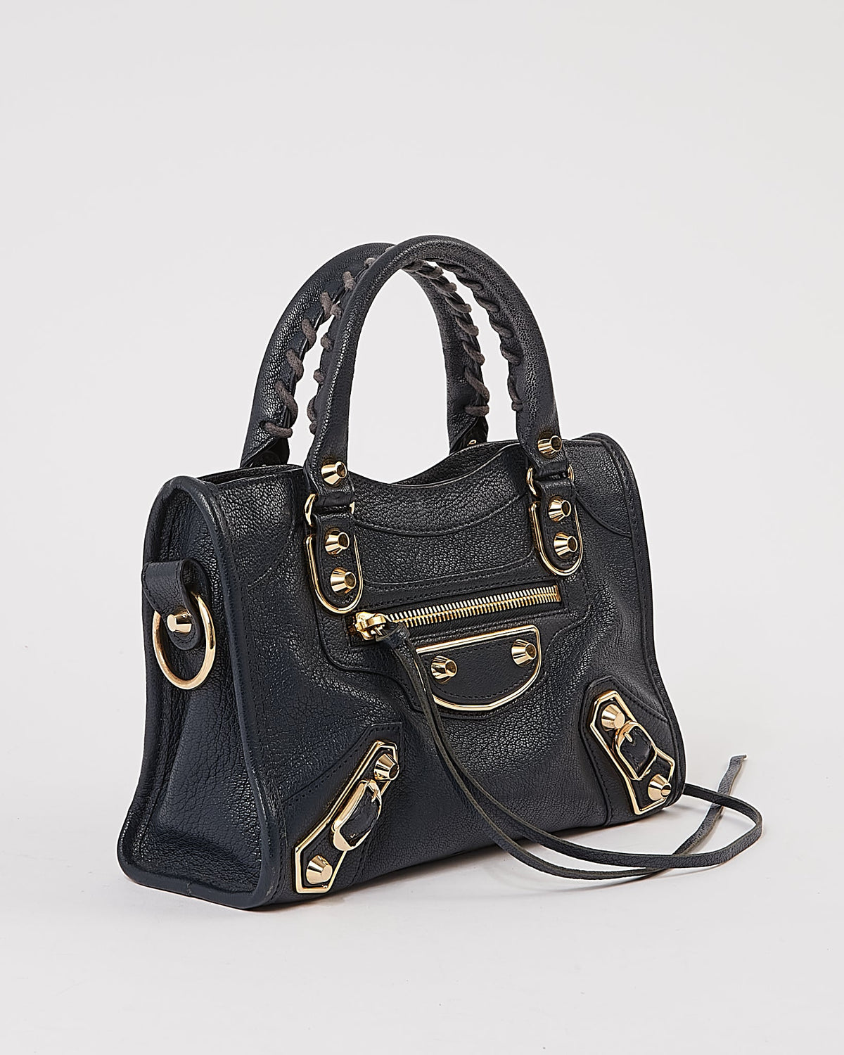 Balenciaga Navy Leather Metallic Edge Mini City Bag