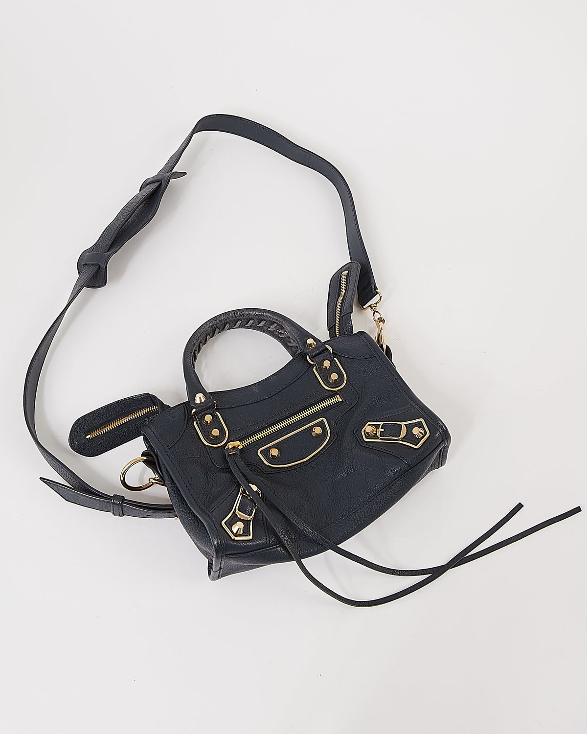 Balenciaga Navy Leather Metallic Edge Mini City Bag