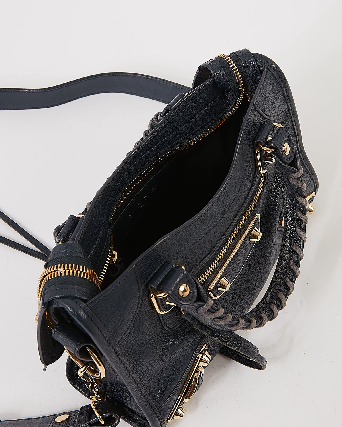 Balenciaga Navy Leather Metallic Edge Mini City Bag