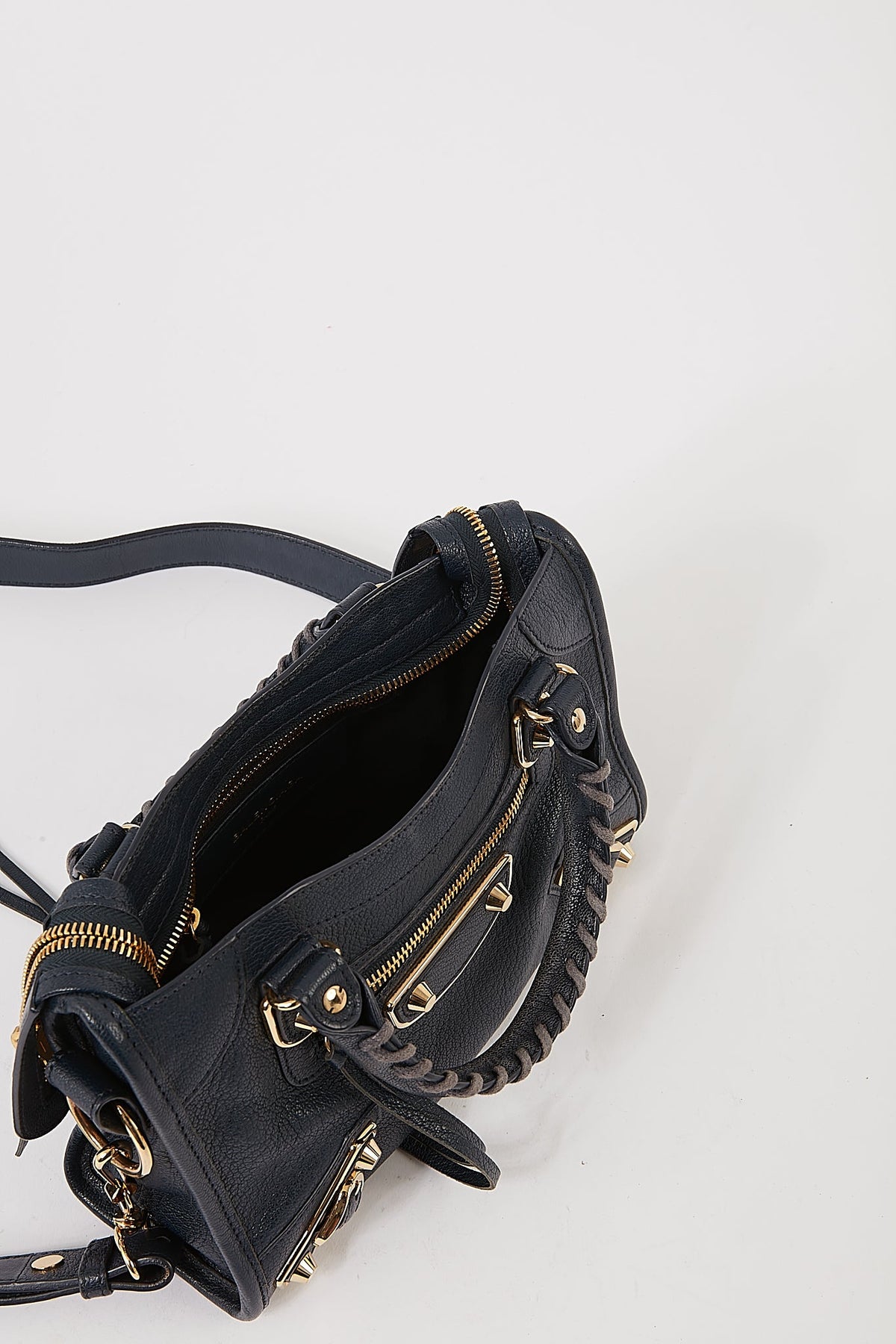 Balenciaga Navy Leather Metallic Edge Mini City Bag