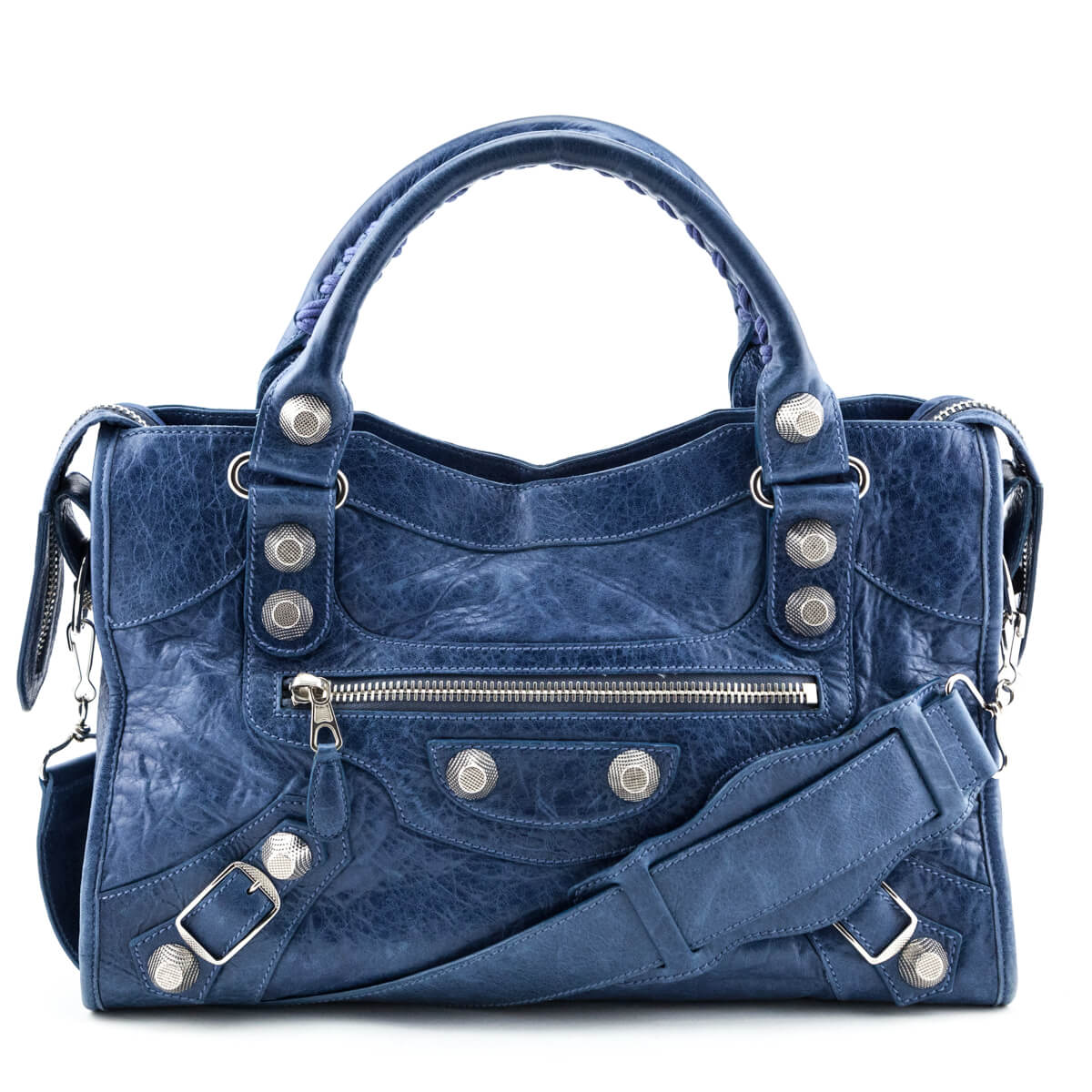 Luxury Balenciaga  Ocean Goatskin Giant 21 Silver City Bag