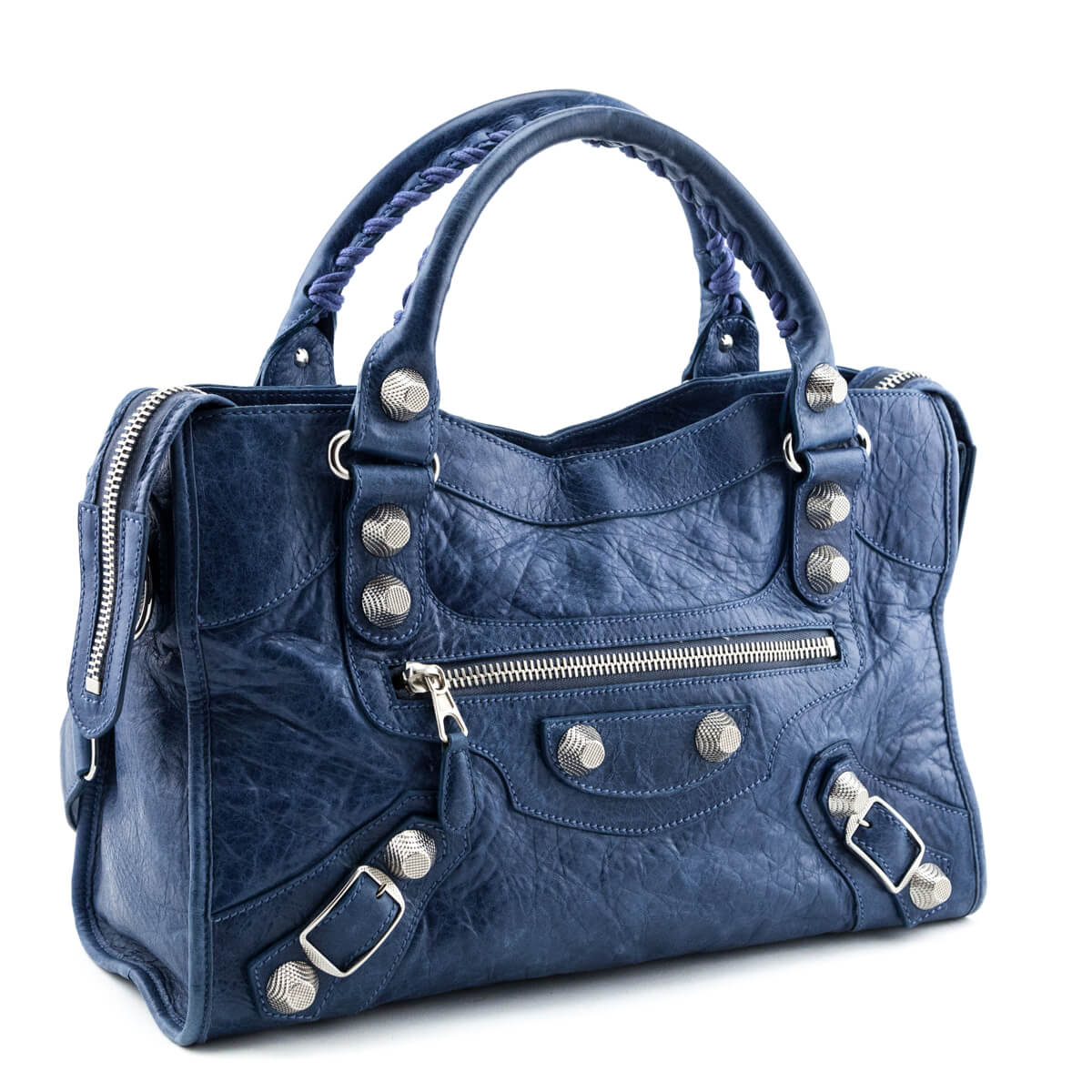 Luxury Balenciaga  Ocean Goatskin Giant 21 Silver City Bag