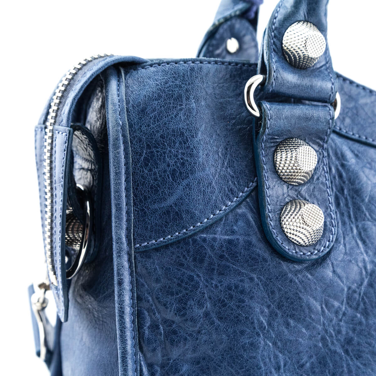 Luxury Balenciaga  Ocean Goatskin Giant 21 Silver City Bag