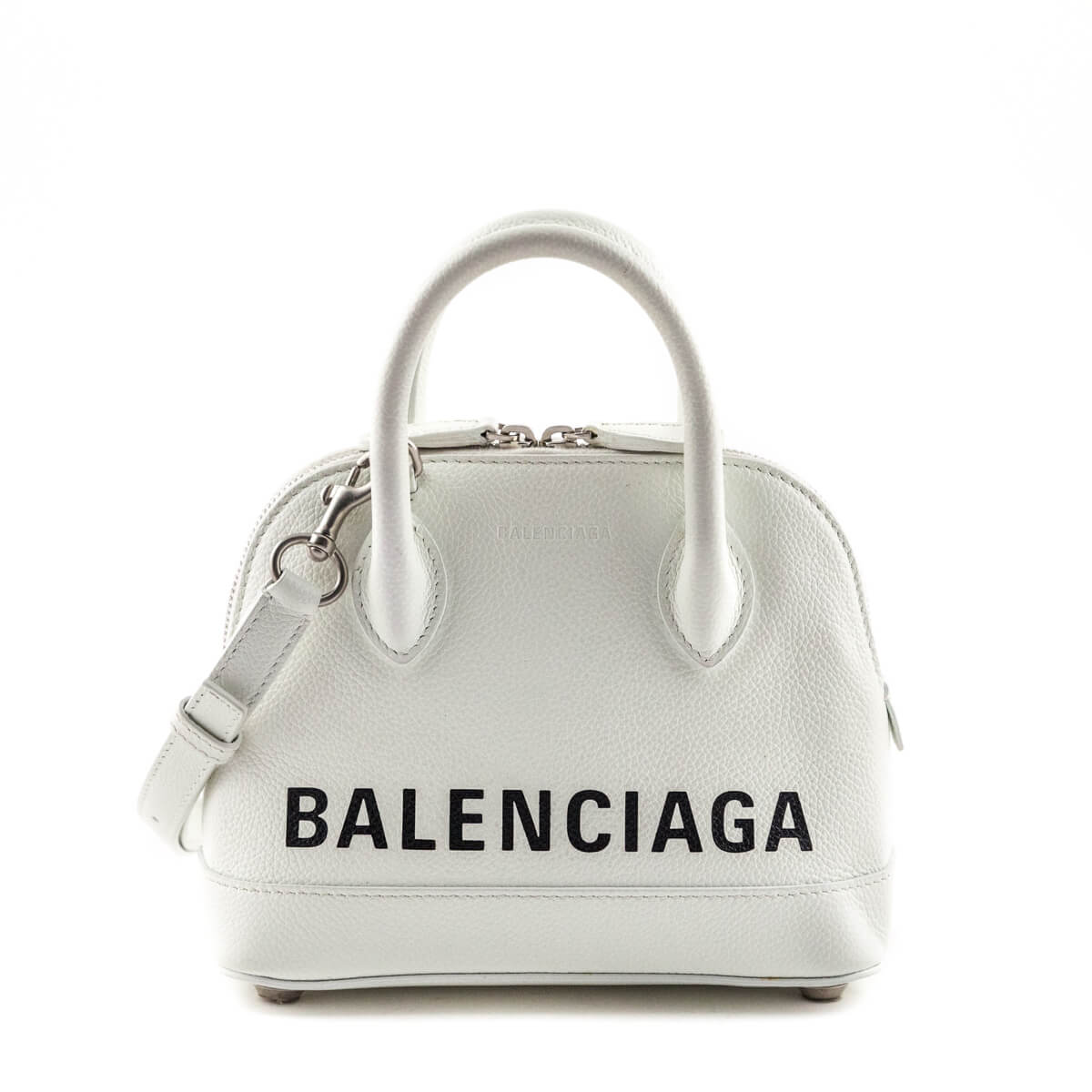 Luxury Balenciaga  White Grained Calfskin XXS Ville Top Handle Bag