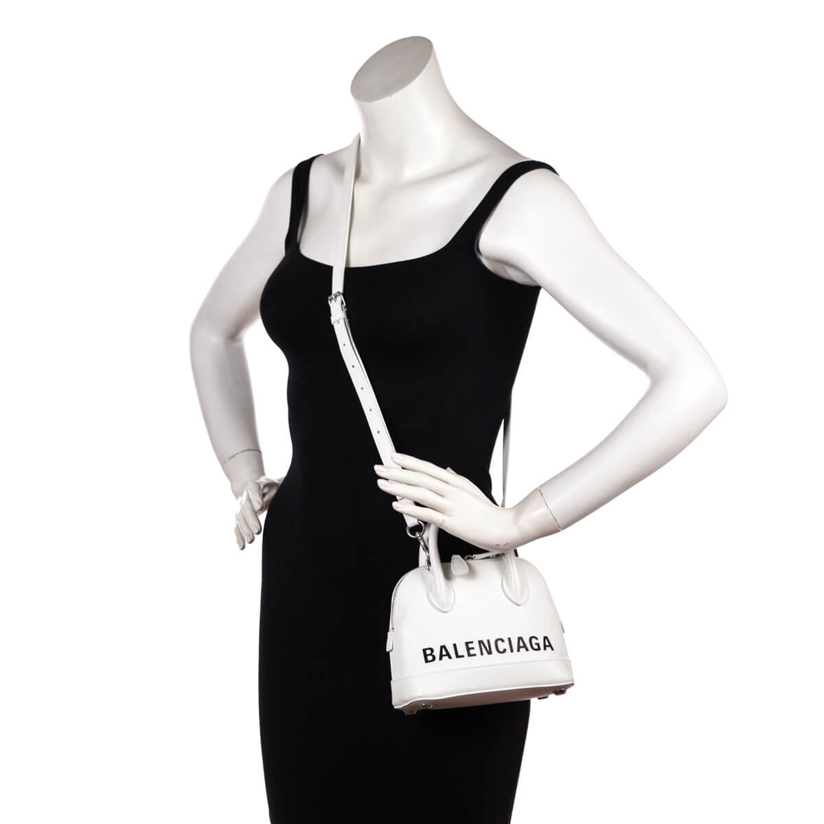 Luxury Balenciaga  White Grained Calfskin XXS Ville Top Handle Bag