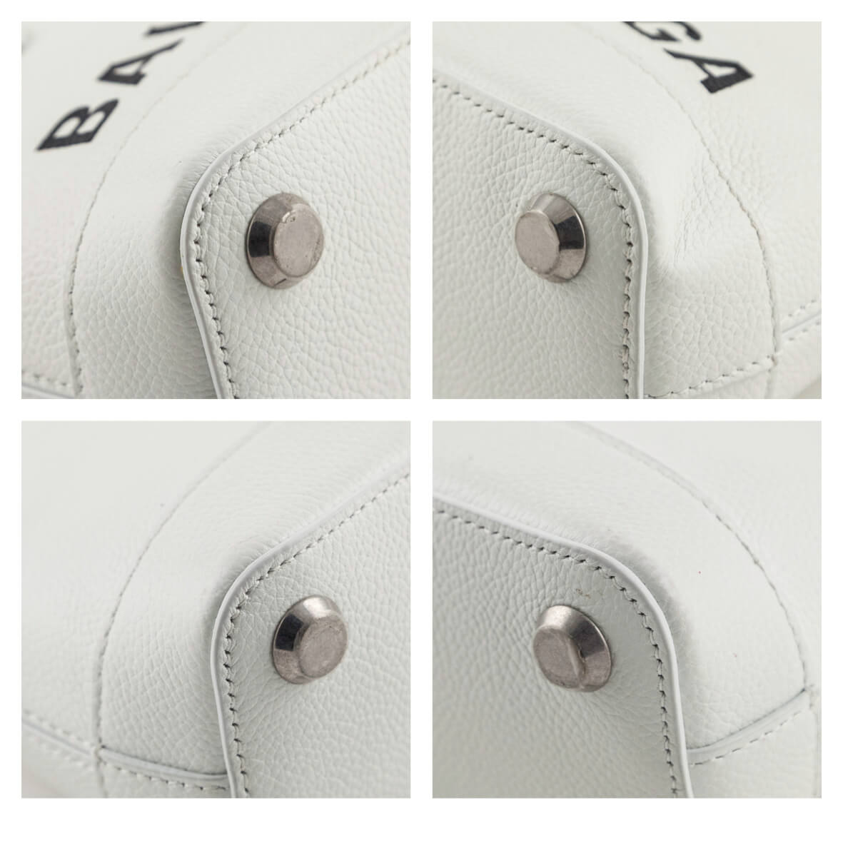 Luxury Balenciaga  White Grained Calfskin XXS Ville Top Handle Bag