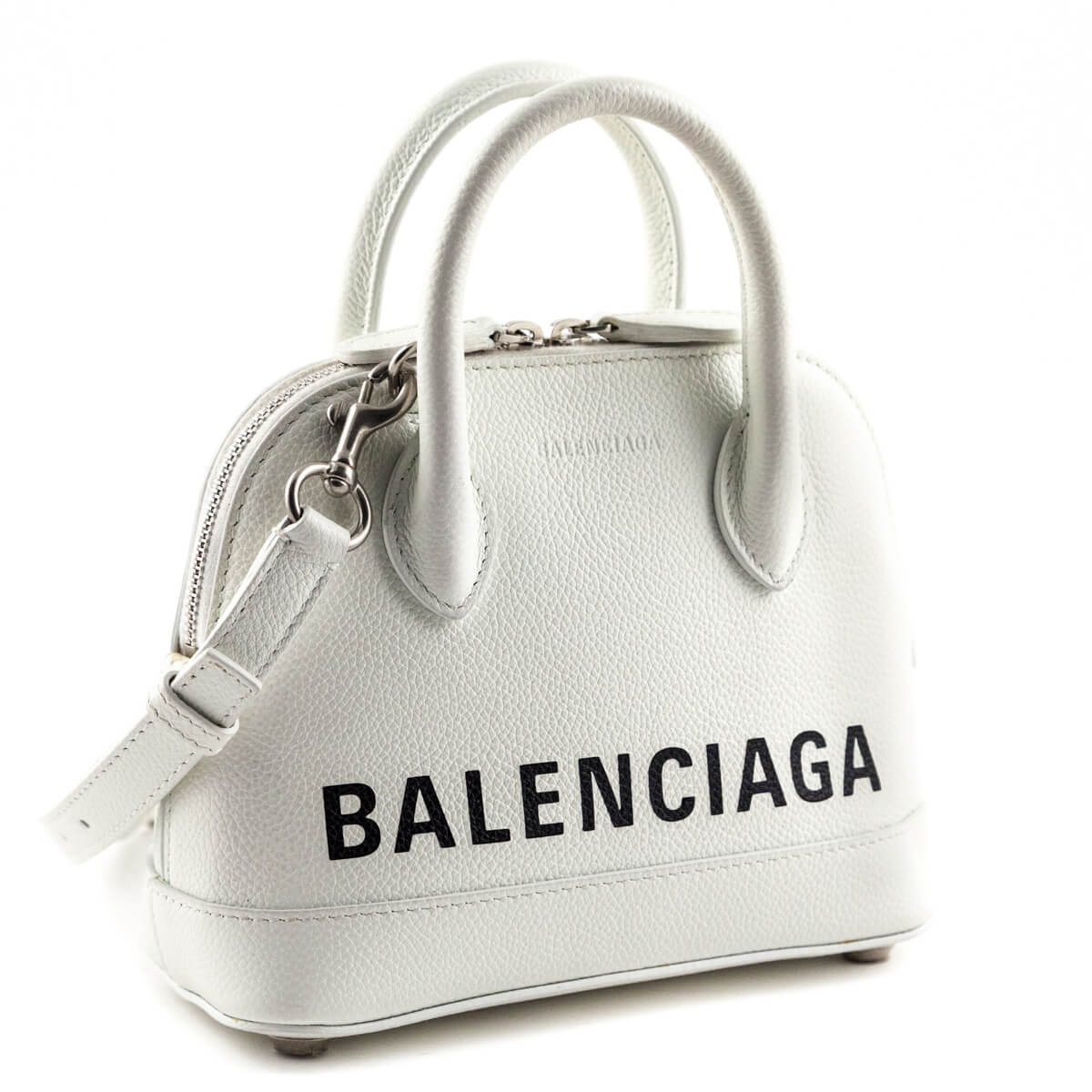 Luxury Balenciaga  White Grained Calfskin XXS Ville Top Handle Bag