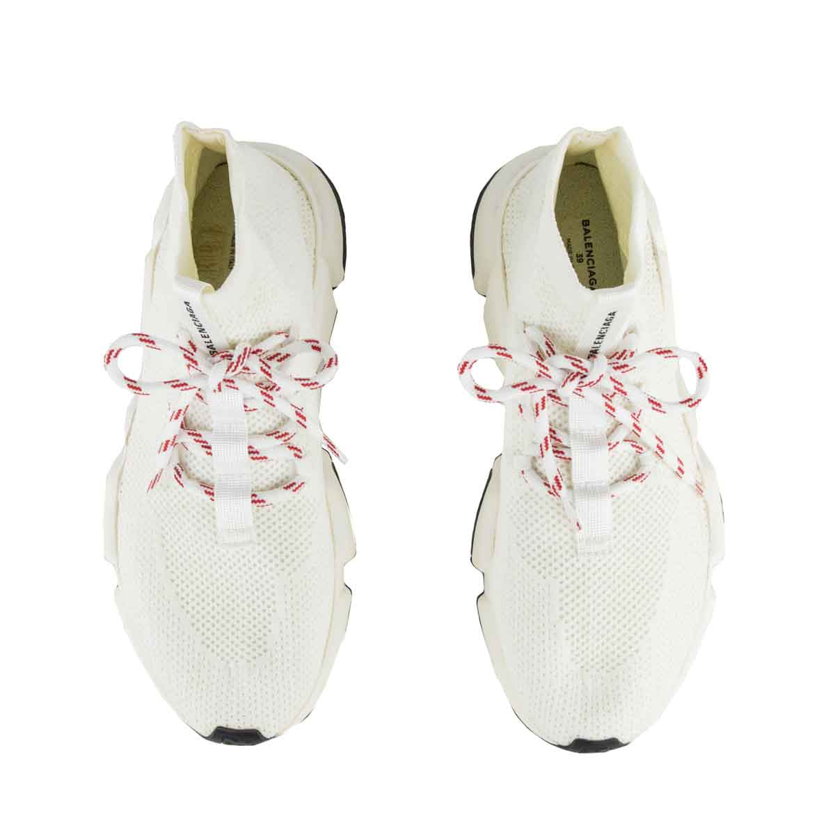 Luxury Balenciaga  White Lace Up Speed Trainer Sock Sneakers Size US 9 | EU 39