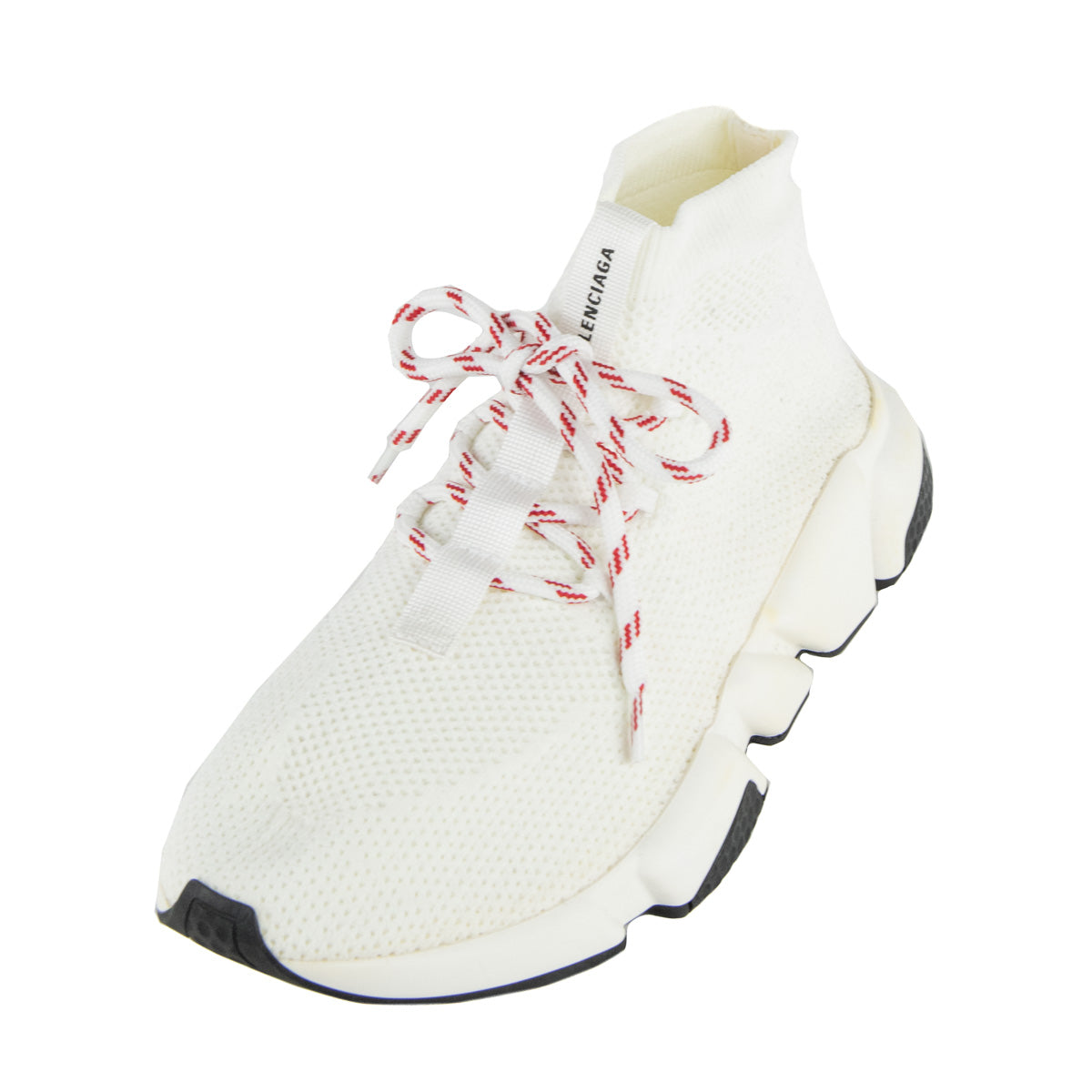 Luxury Balenciaga  White Lace Up Speed Trainer Sock Sneakers Size US 9 | EU 39