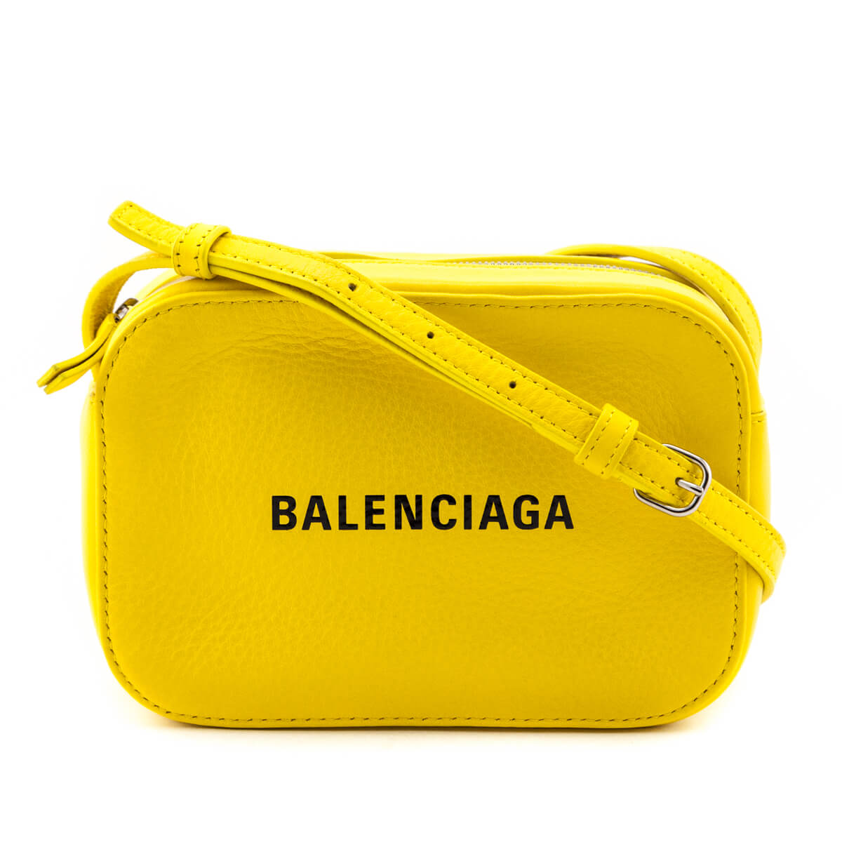 Luxury Balenciaga  Yellow Calfskin Logo XS Everyday Camera Bag